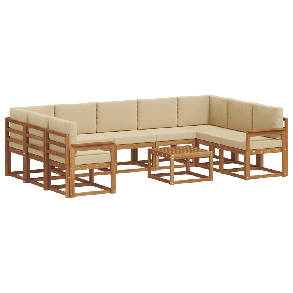 Outdoor-Sofagarnitur mit Kissen 10 pcs Natur und Beige