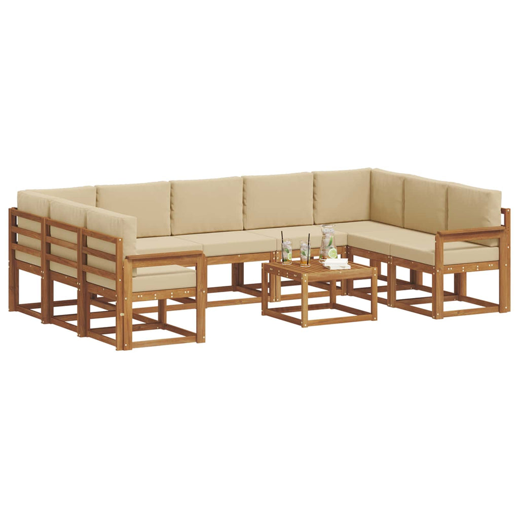 Outdoor-Sofagarnitur mit Kissen 10 pcs Natur und Beige