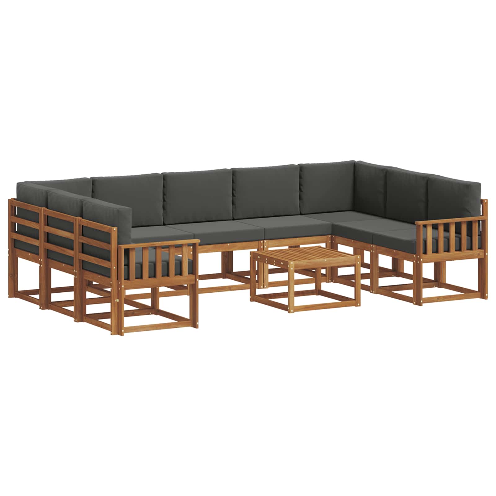 Outdoor-Sofagarnitur mit Kissen 10 pcs Natur und Anthrazit