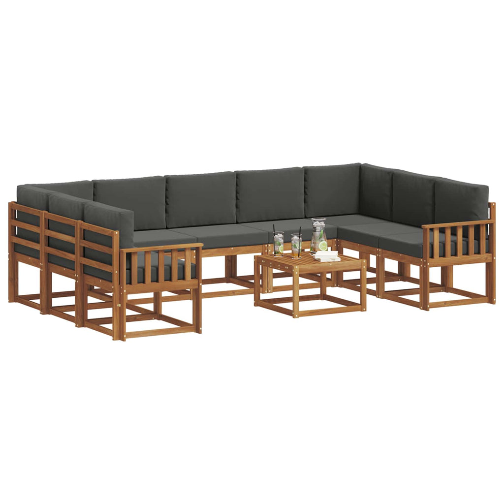 Outdoor-Sofagarnitur mit Kissen 10 pcs Natur und Anthrazit