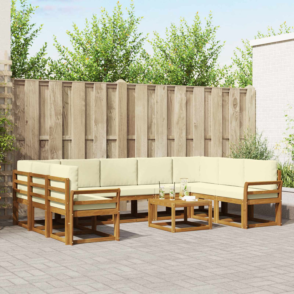 Outdoor-Sofagarnitur mit Kissen 10 pcs Natur und Creme
