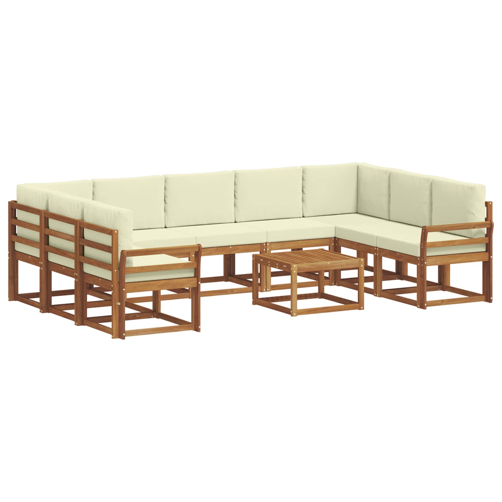 Outdoor-Sofagarnitur mit Kissen 10 pcs Natur und Creme