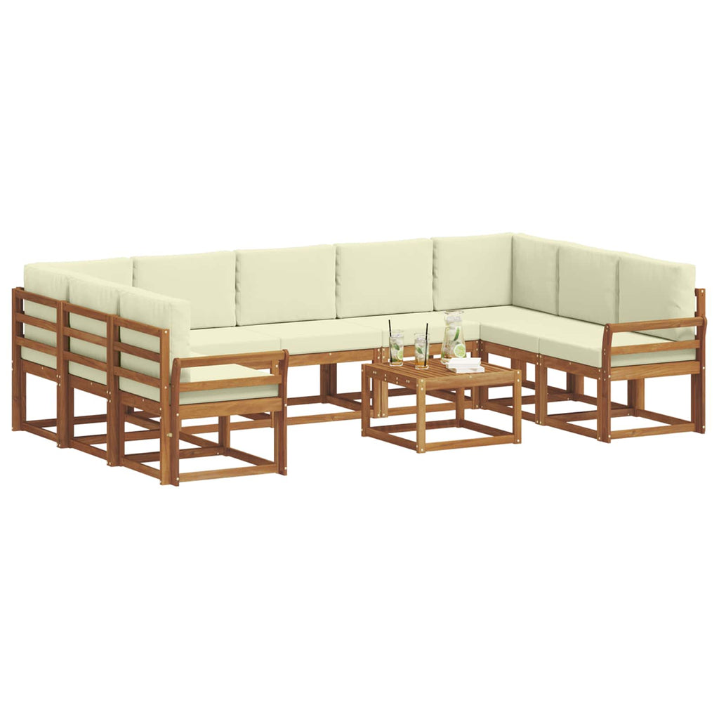 Outdoor-Sofagarnitur mit Kissen 10 pcs Natur und Creme