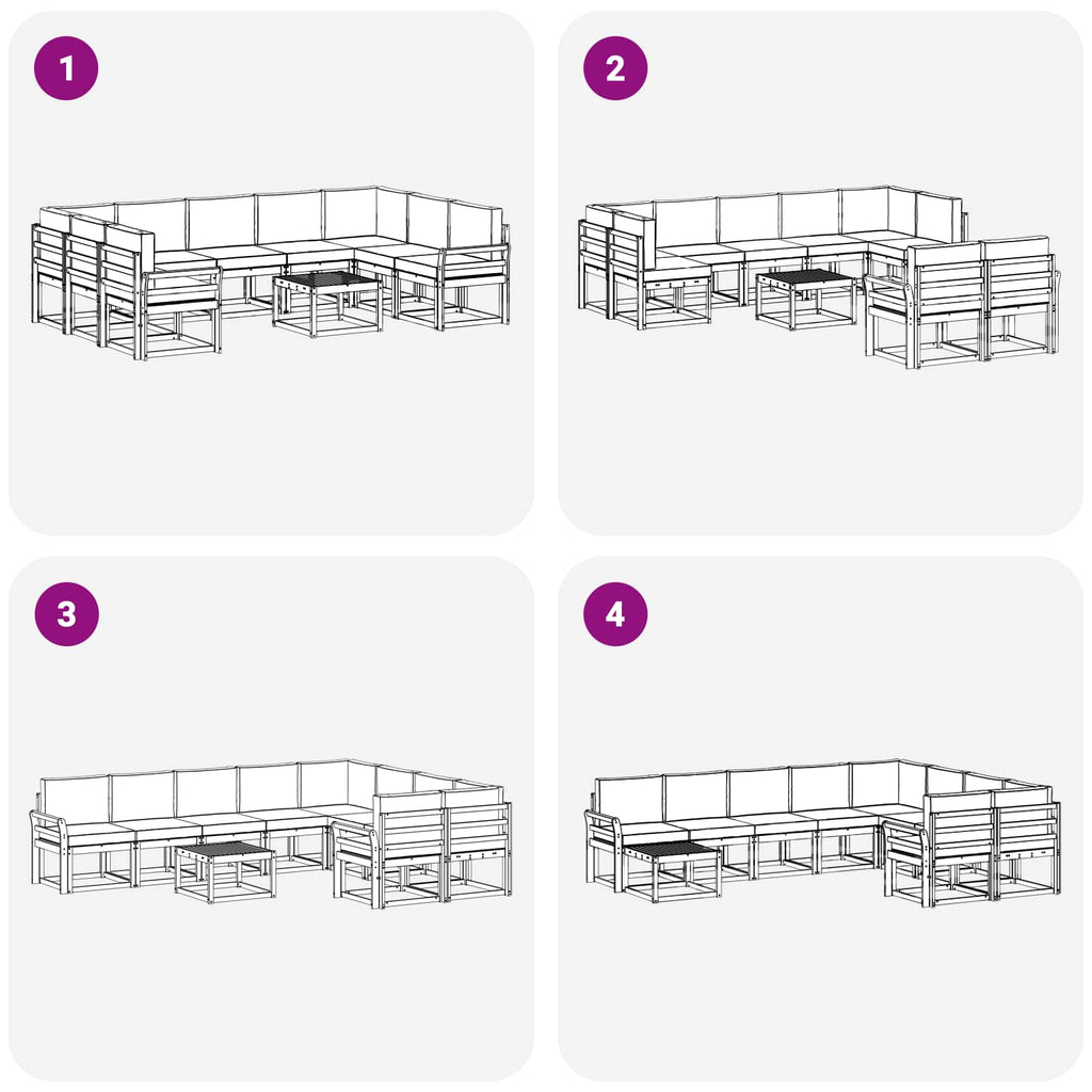 Outdoor-Sofagarnitur mit Kissen 10 pcs Natürlich und Hellgrau