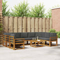 Outdoor-Sofagarnitur mit Kissen 10 pcs Natur und Anthrazit