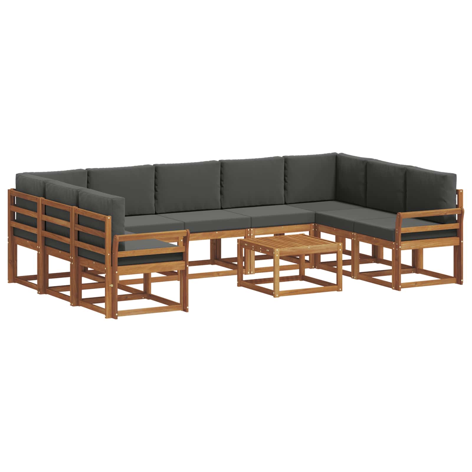 Outdoor-Sofagarnitur mit Kissen 10 pcs Natur und Anthrazit