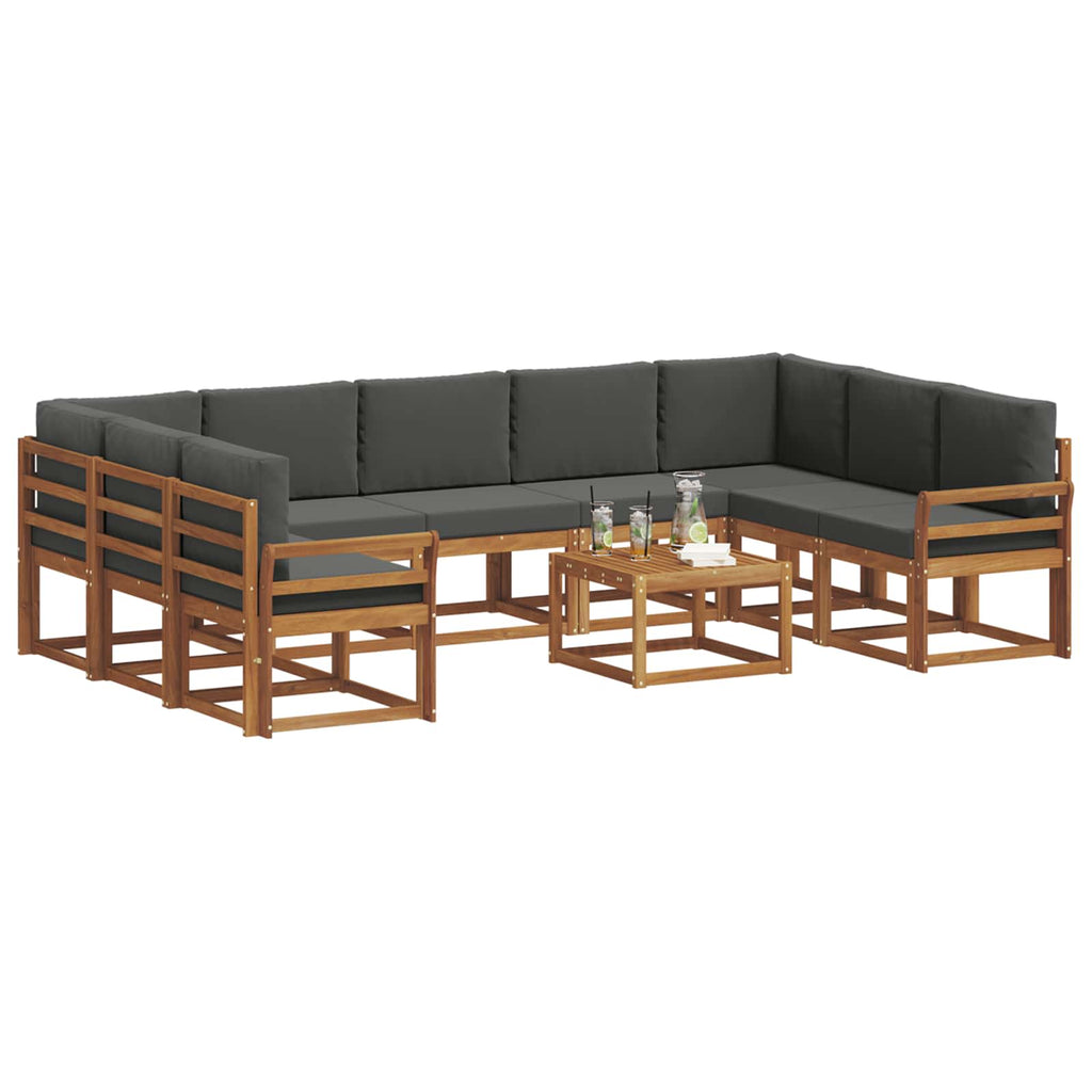 Outdoor-Sofagarnitur mit Kissen 10 pcs Natur und Anthrazit