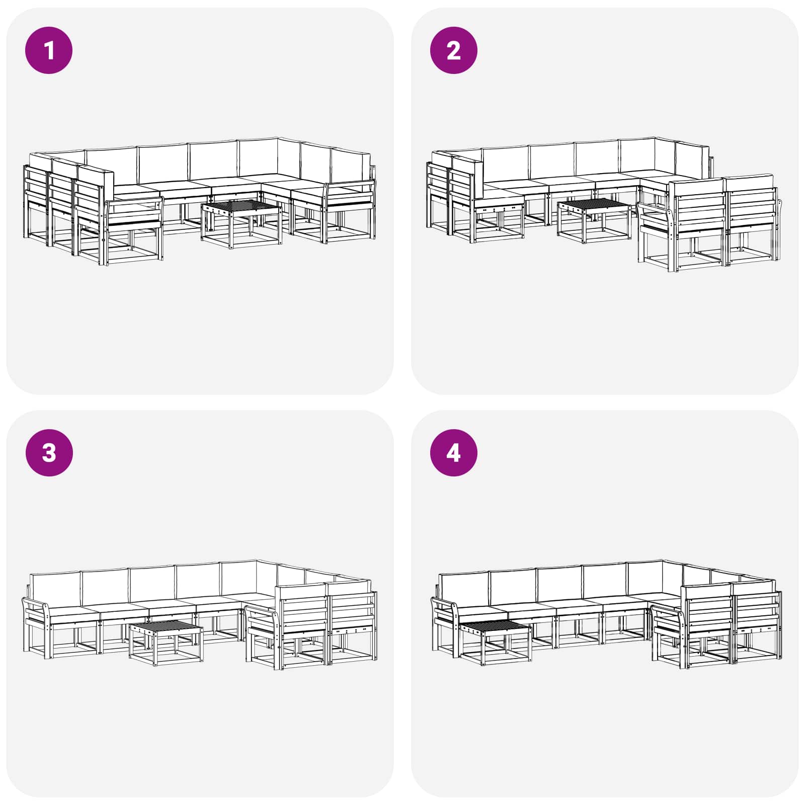 Outdoor-Sofagarnitur mit Kissen 10 pcs Natur und Anthrazit