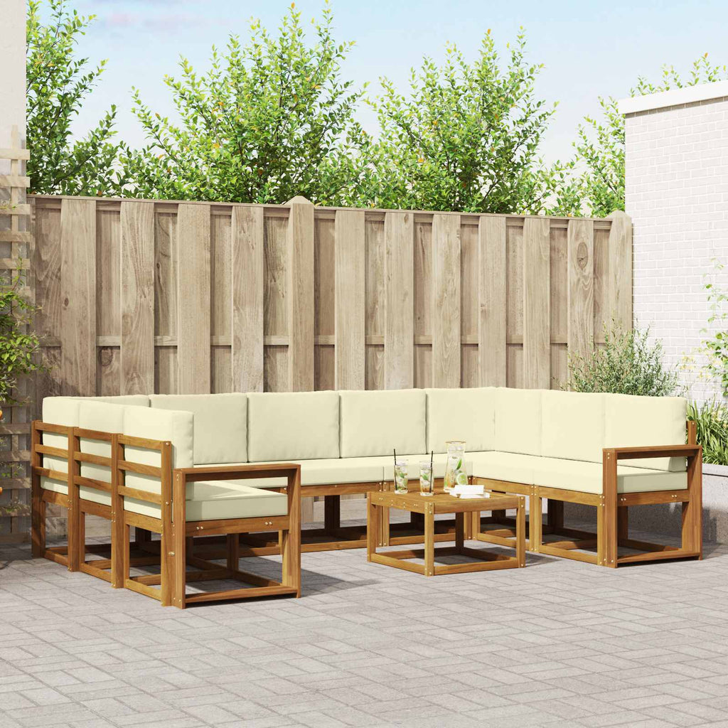 Outdoor-Sofagarnitur mit Kissen 10 pcs Natur und Creme