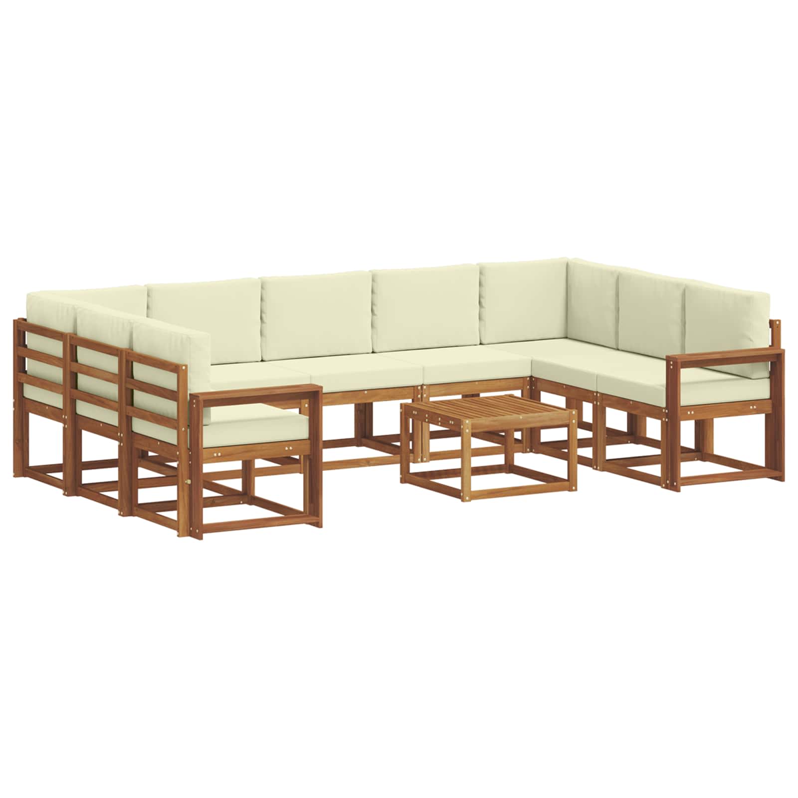 Outdoor-Sofagarnitur mit Kissen 10 pcs Natur und Creme