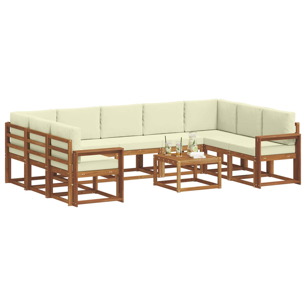 Outdoor-Sofagarnitur mit Kissen 10 pcs Natur und Creme