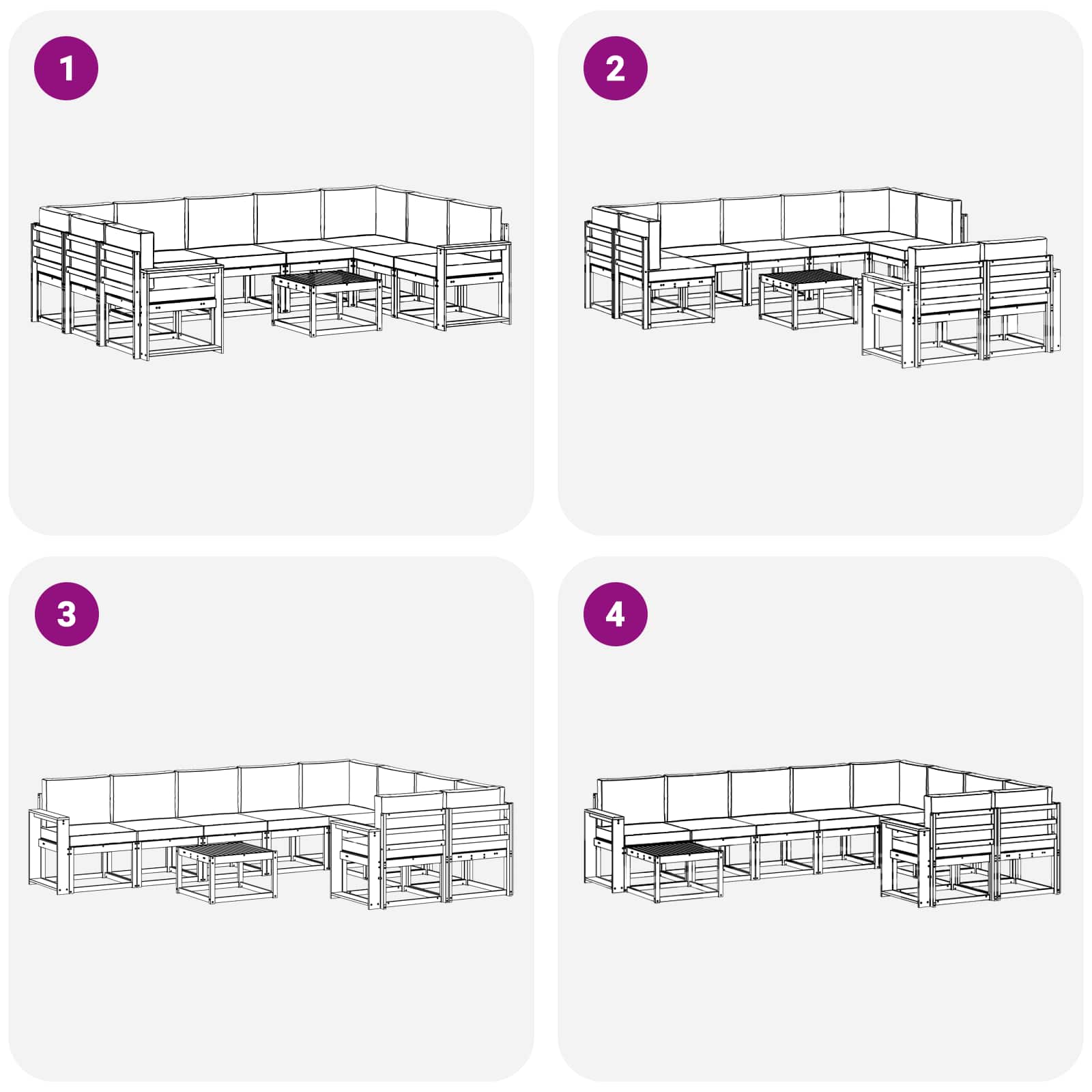 Outdoor-Sofagarnitur mit Kissen 10 pcs Natürlich und Hellgrau
