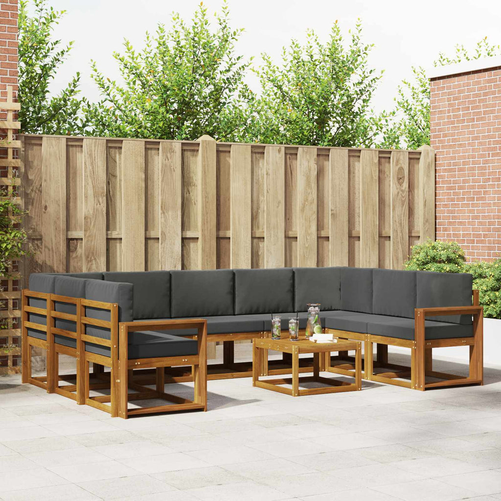 Outdoor-Sofagarnitur mit Kissen 10 pcs Natur und Anthrazit