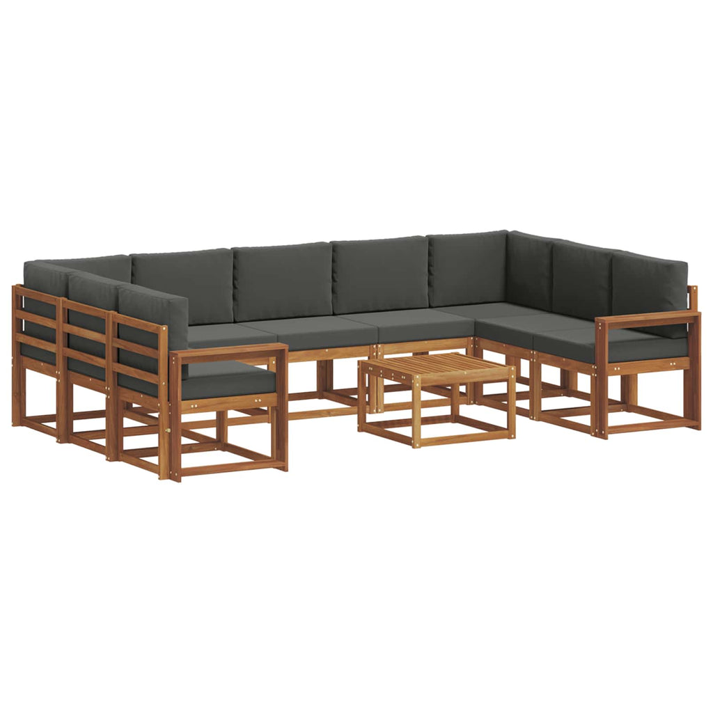 Outdoor-Sofagarnitur mit Kissen 10 pcs Natur und Anthrazit