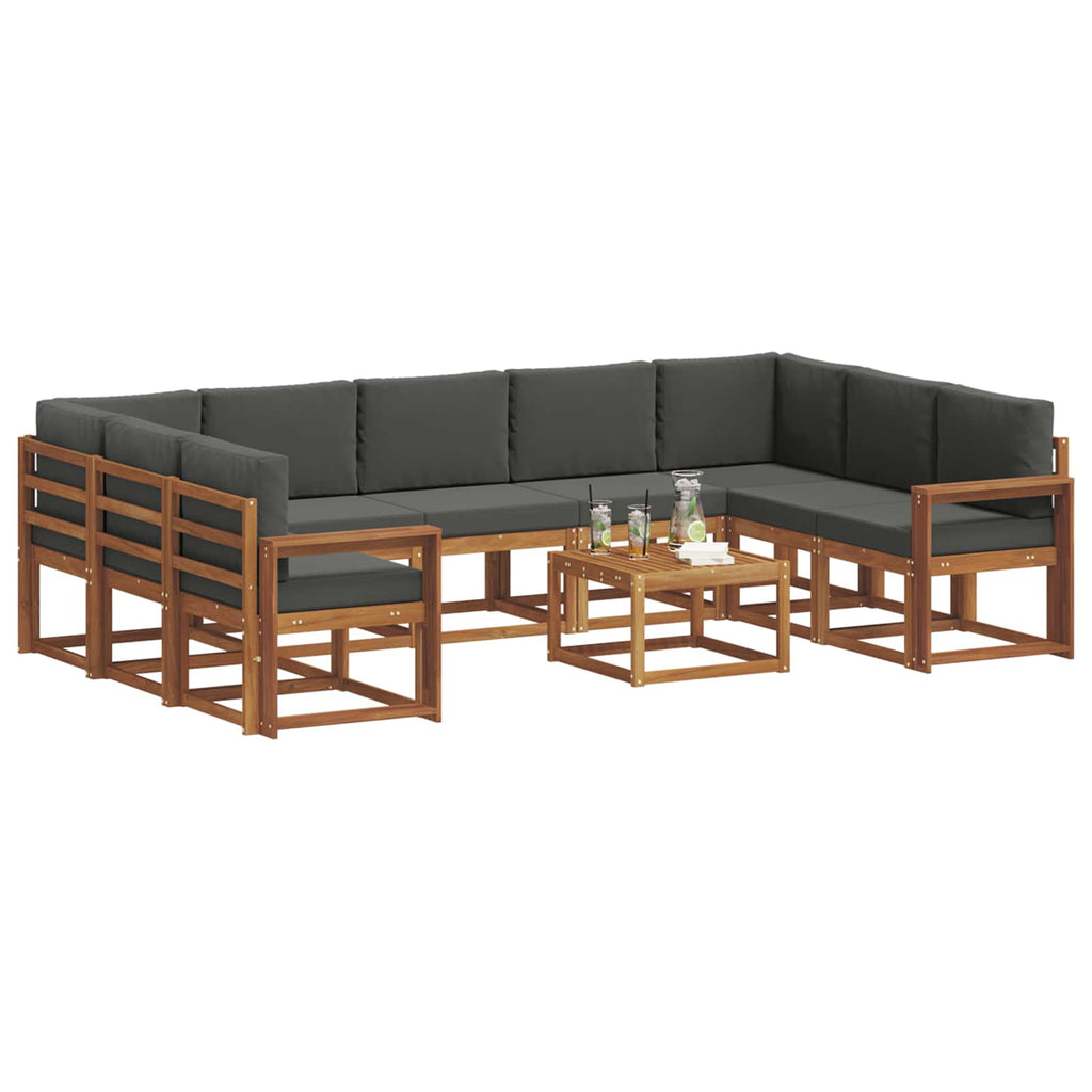 Outdoor-Sofagarnitur mit Kissen 10 pcs Natur und Anthrazit