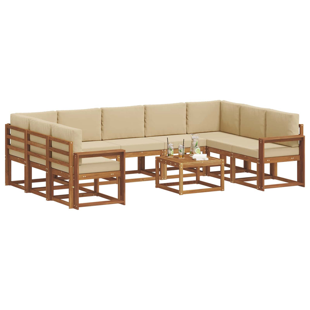 Outdoor-Sofagarnitur mit Kissen 10 pcs Natur und Beige