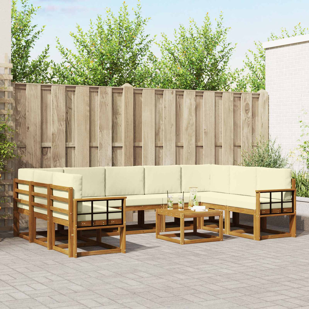 Outdoor-Sofagarnitur mit Kissen 10 pcs Natur und Creme