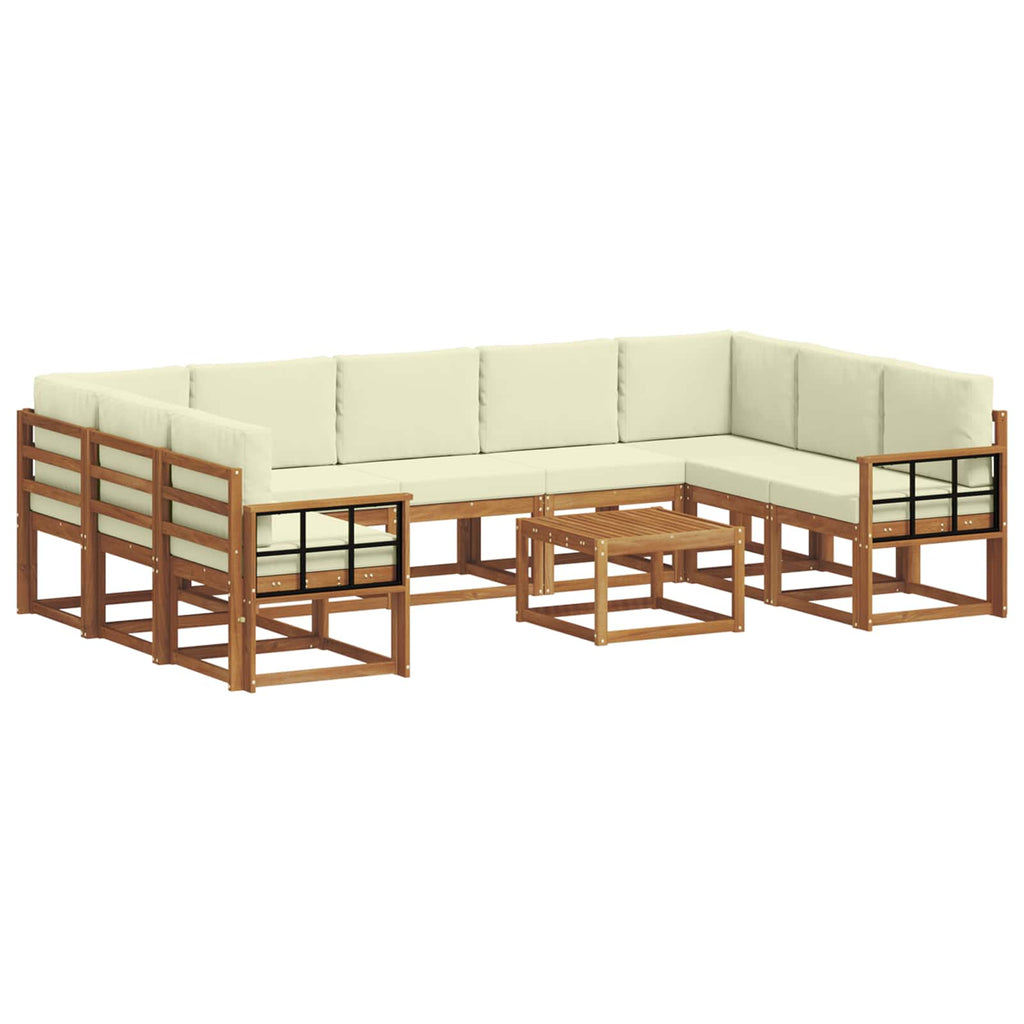 Outdoor-Sofagarnitur mit Kissen 10 pcs Natur und Creme