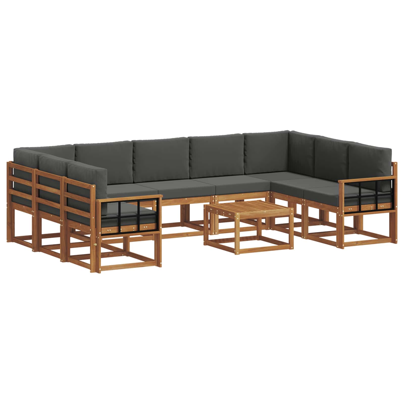 Outdoor-Sofagarnitur mit Kissen 10 pcs Natur und Anthrazit