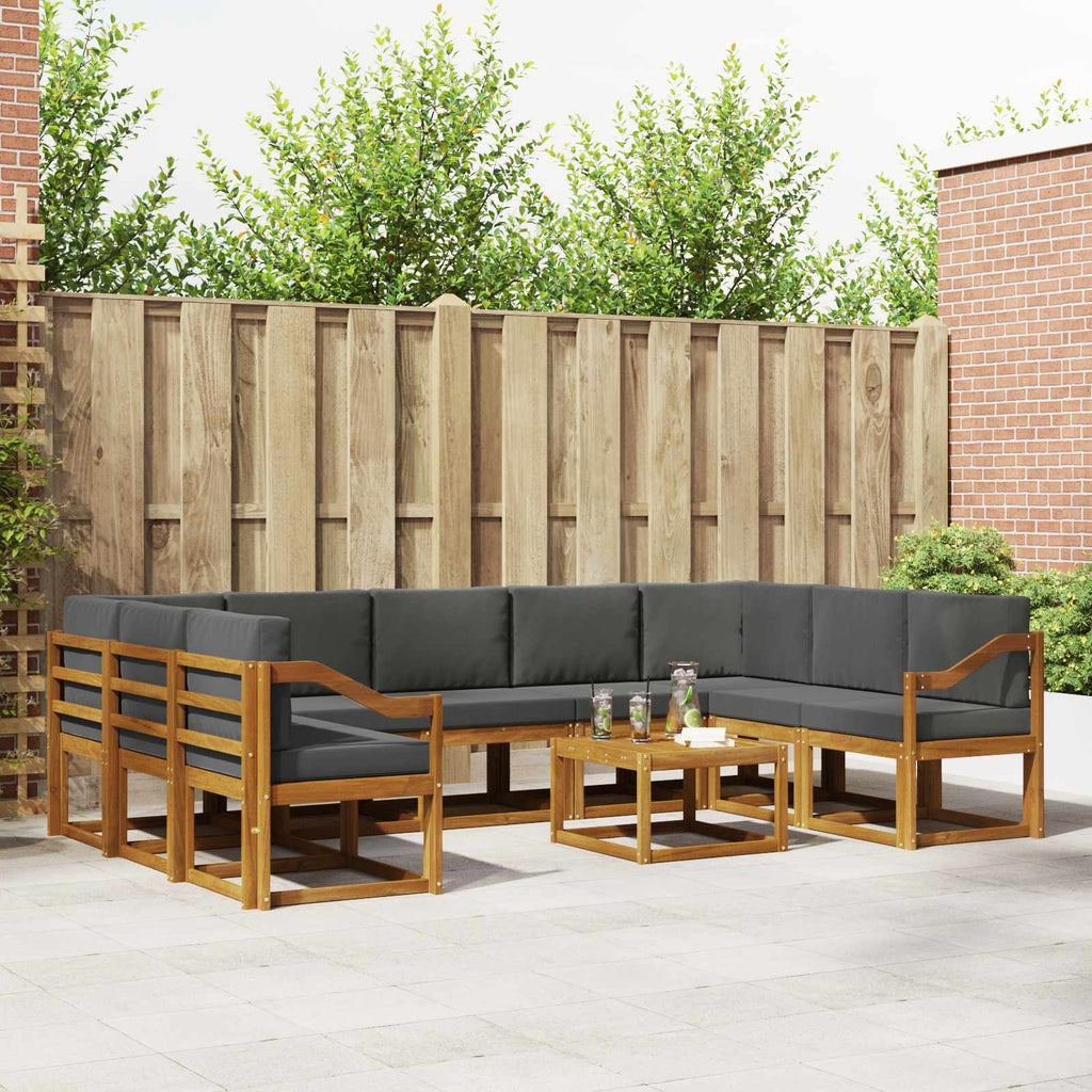 Outdoor-Sofagarnitur mit Kissen 10 pcs Natur und Anthrazit