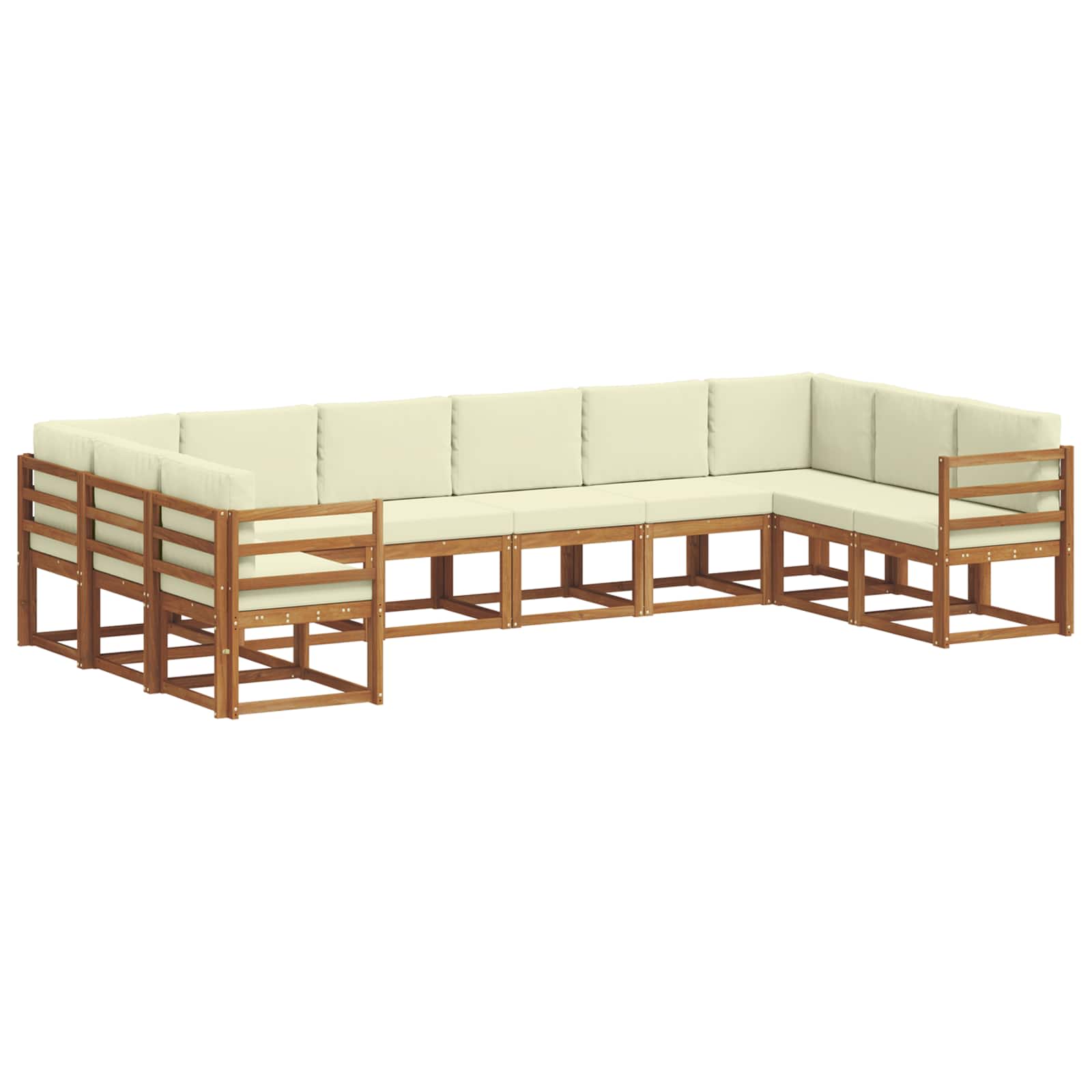 Outdoor-Sofagarnitur mit Kissen 10 pcs Natur und Creme