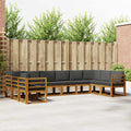 Outdoor-Sofagarnitur mit Kissen 10 pcs Natur und Anthrazit