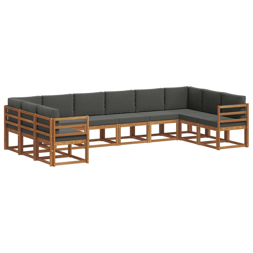 Outdoor-Sofagarnitur mit Kissen 10 pcs Natur und Anthrazit