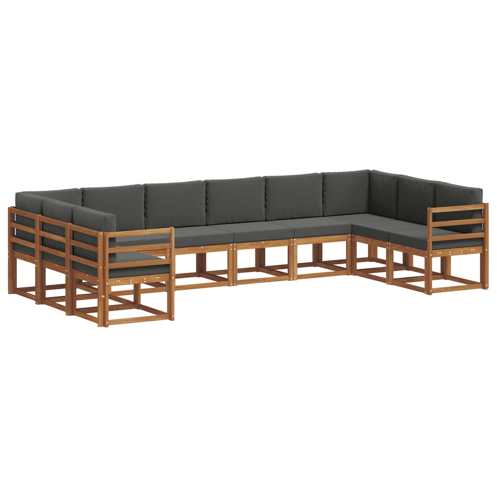 Outdoor-Sofagarnitur mit Kissen 10 pcs Natur und Anthrazit