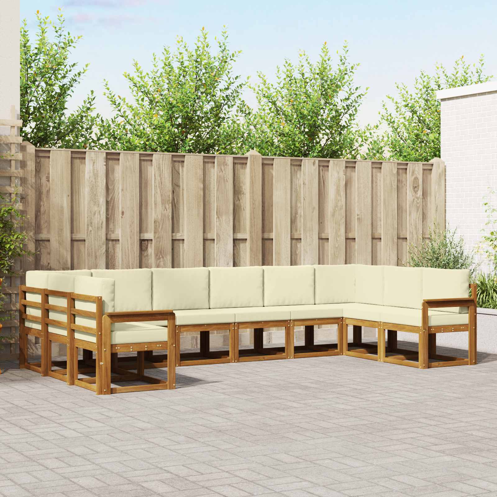 Outdoor-Sofagarnitur mit Kissen 10 pcs Natur und Creme