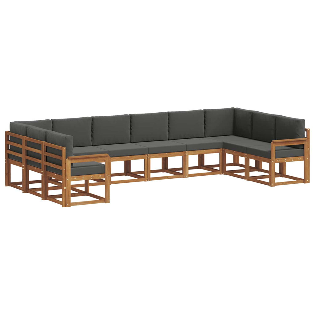 Outdoor-Sofagarnitur mit Kissen 10 pcs Natur und Anthrazit