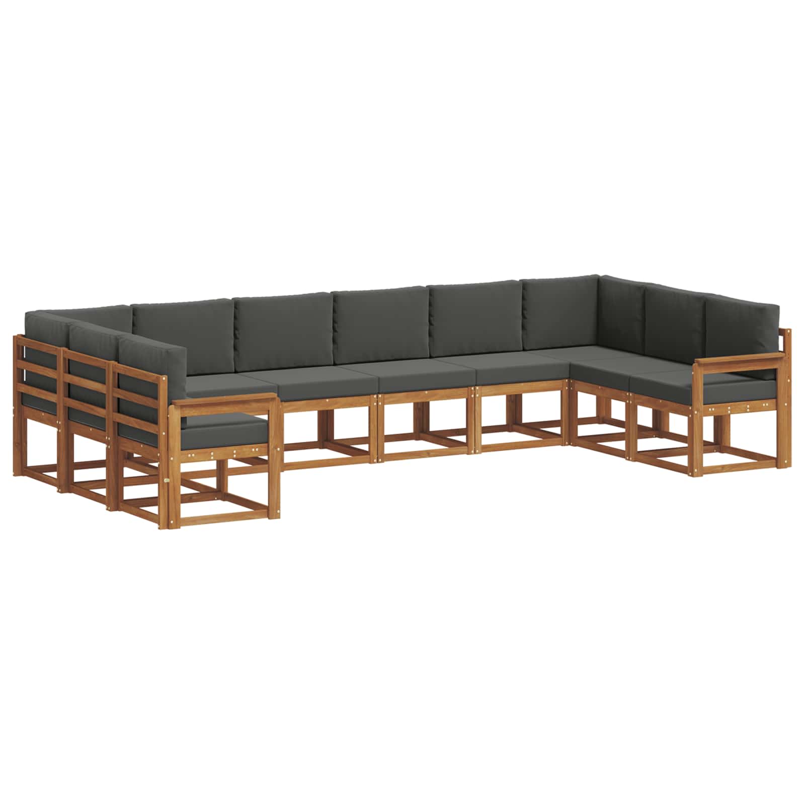 Outdoor-Sofagarnitur mit Kissen 10 pcs Natur und Anthrazit