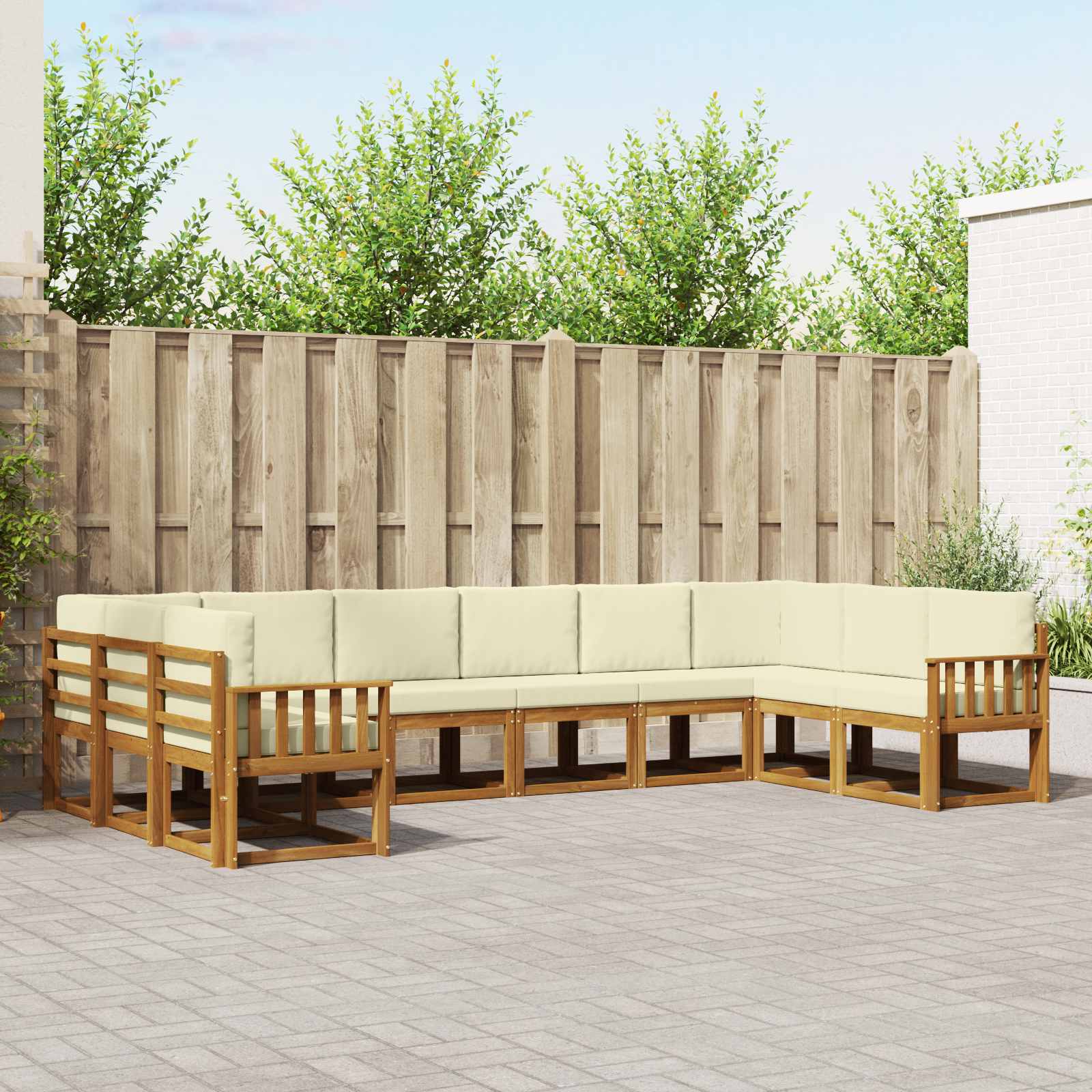 Outdoor-Sofagarnitur mit Kissen 10 pcs Natur und Creme