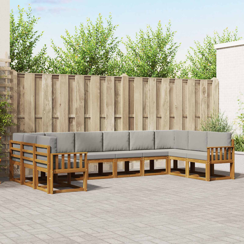 Outdoor-Sofagarnitur mit Kissen 10 pcs Natürlich und Hellgrau