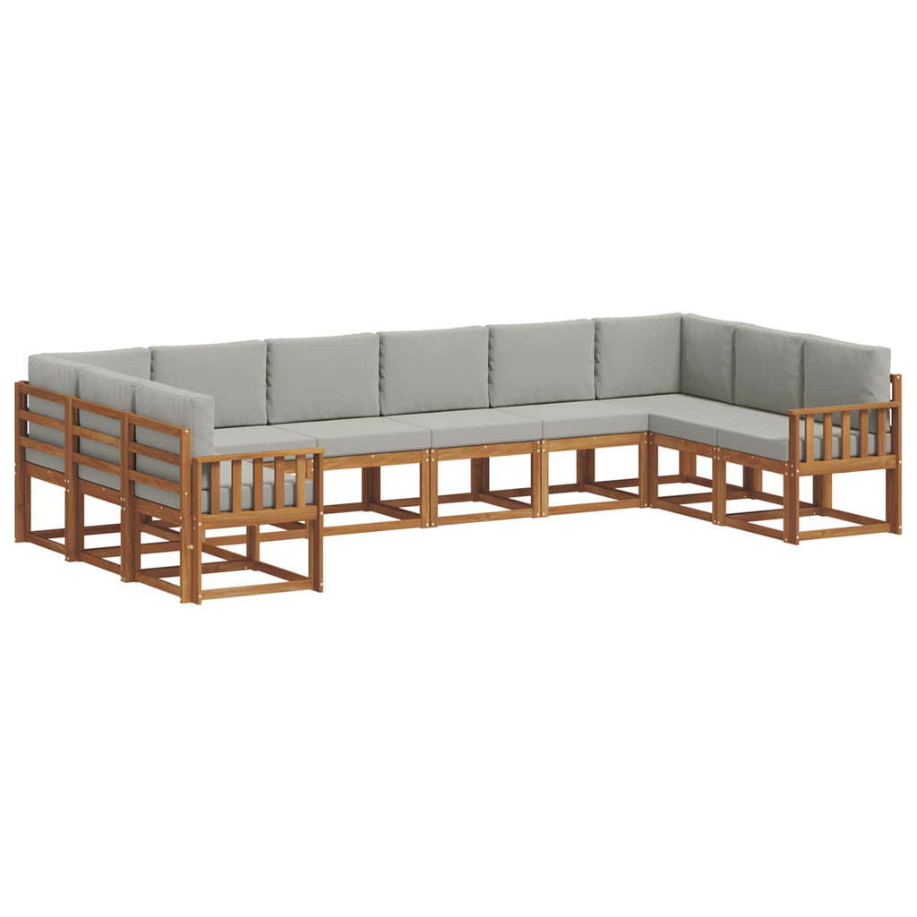 Outdoor-Sofagarnitur mit Kissen 10 pcs Natürlich und Hellgrau