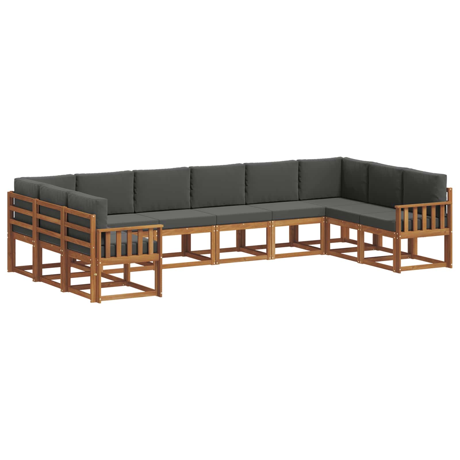 Outdoor-Sofagarnitur mit Kissen 10 pcs Natur und Anthrazit