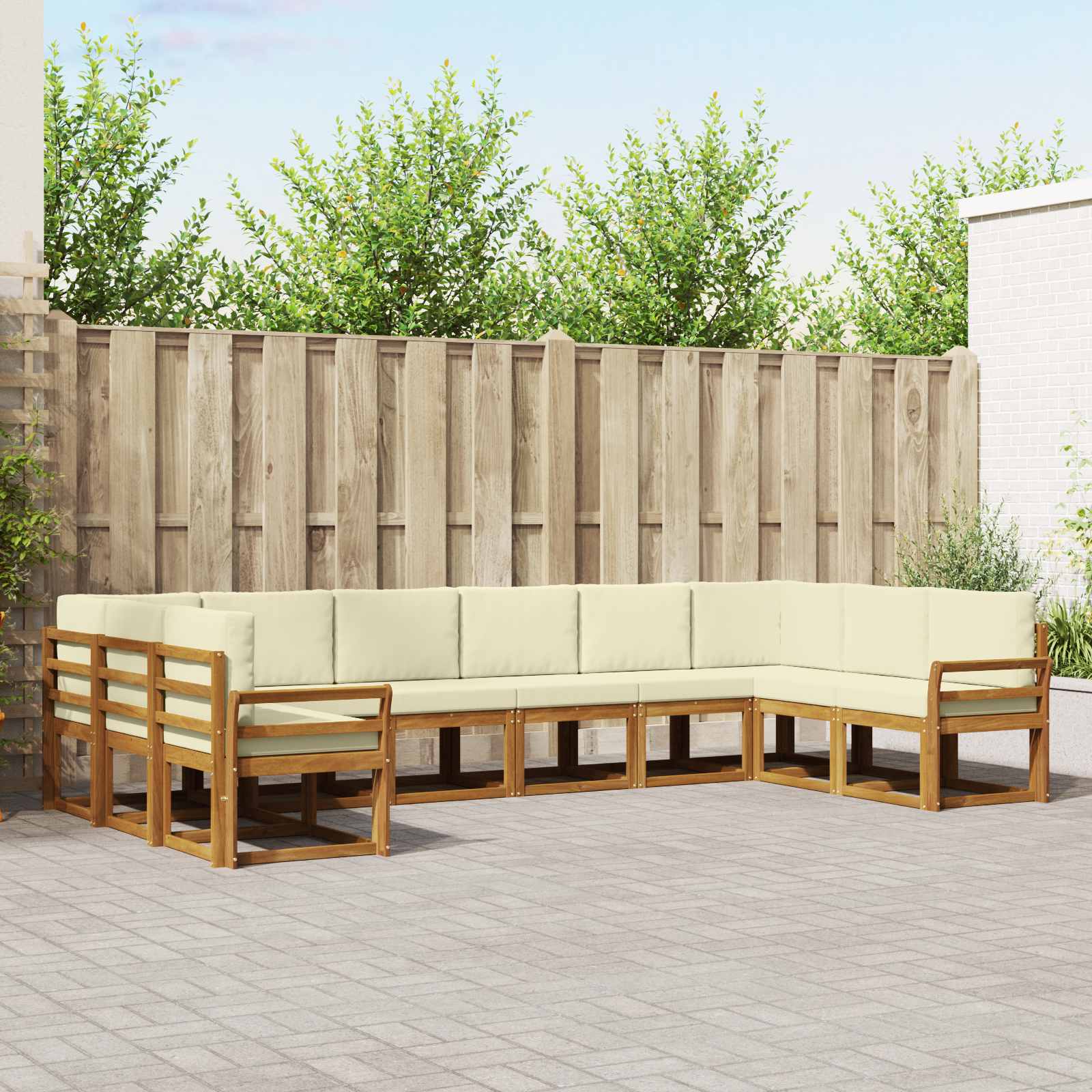 Outdoor-Sofagarnitur mit Kissen 10 pcs Natur und Creme