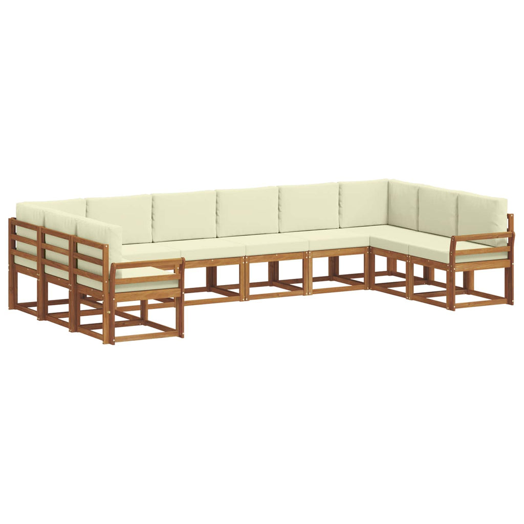Outdoor-Sofagarnitur mit Kissen 10 pcs Natur und Creme