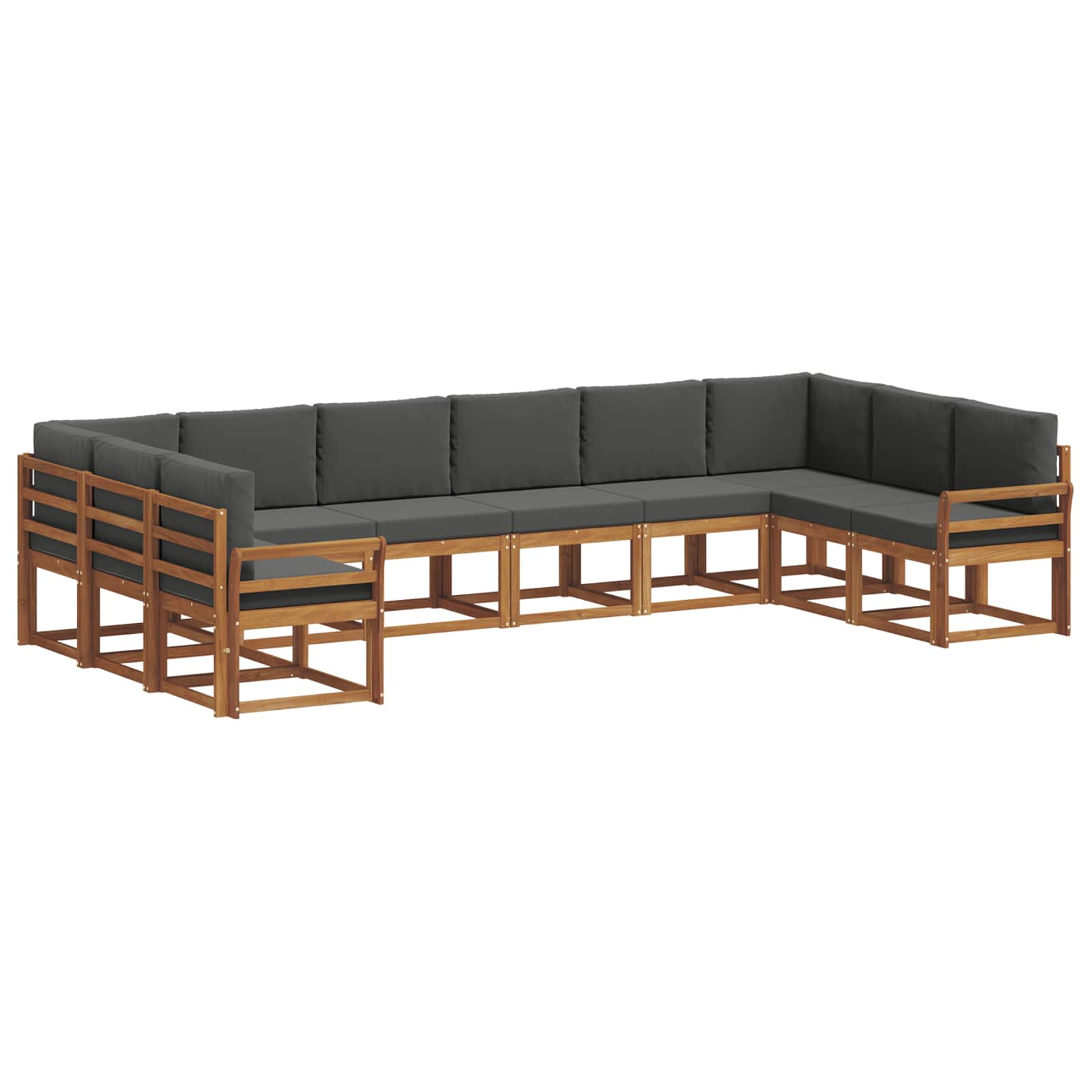 Outdoor-Sofagarnitur mit Kissen 10 pcs Natur und Anthrazit
