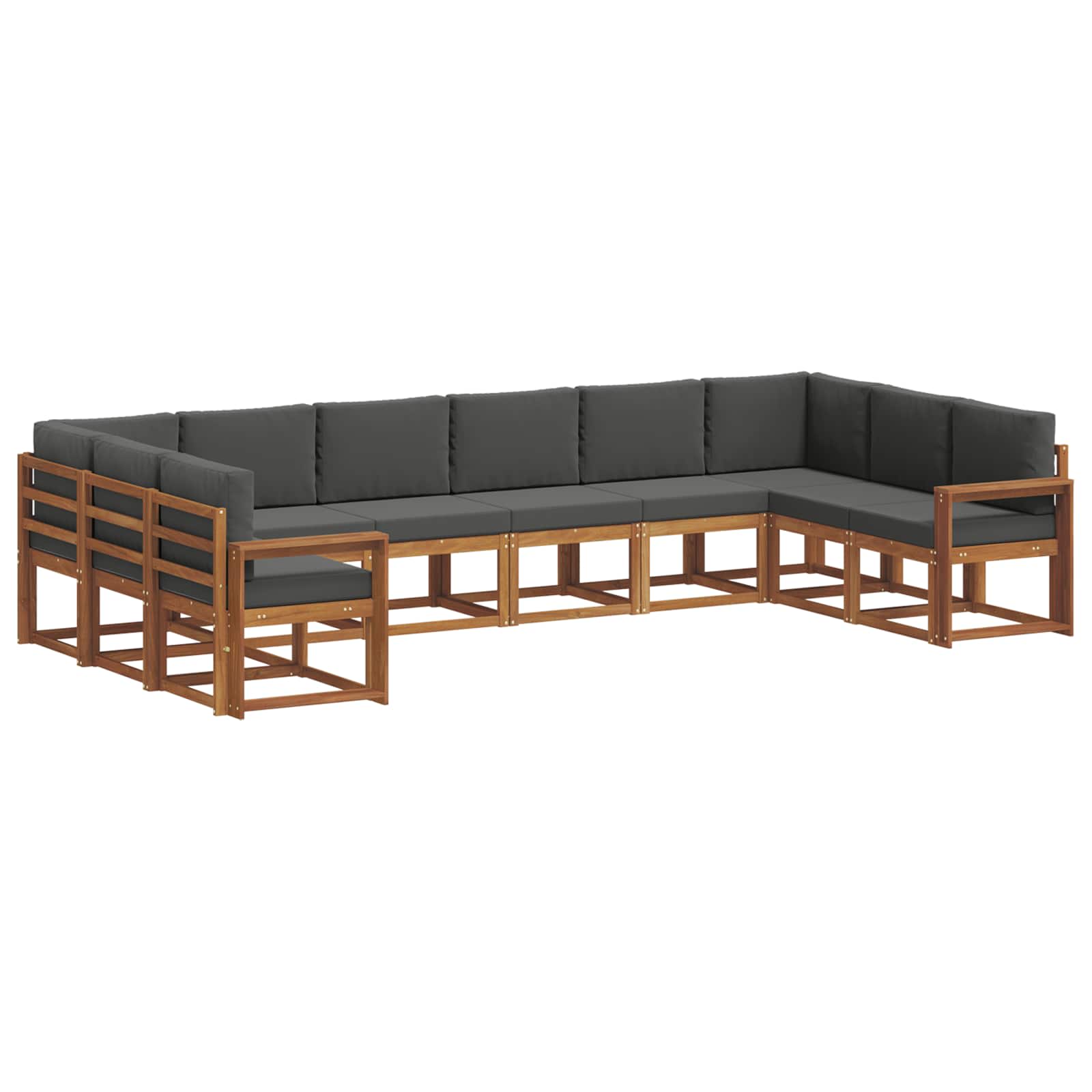 Outdoor-Sofagarnitur mit Kissen 10 pcs Natur und Anthrazit