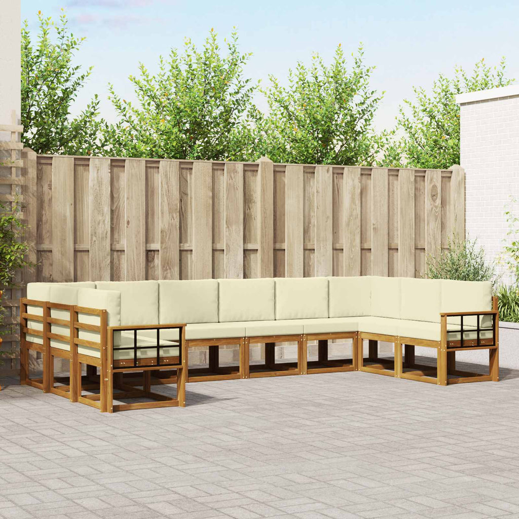Outdoor-Sofagarnitur mit Kissen 10 pcs Natur und Creme