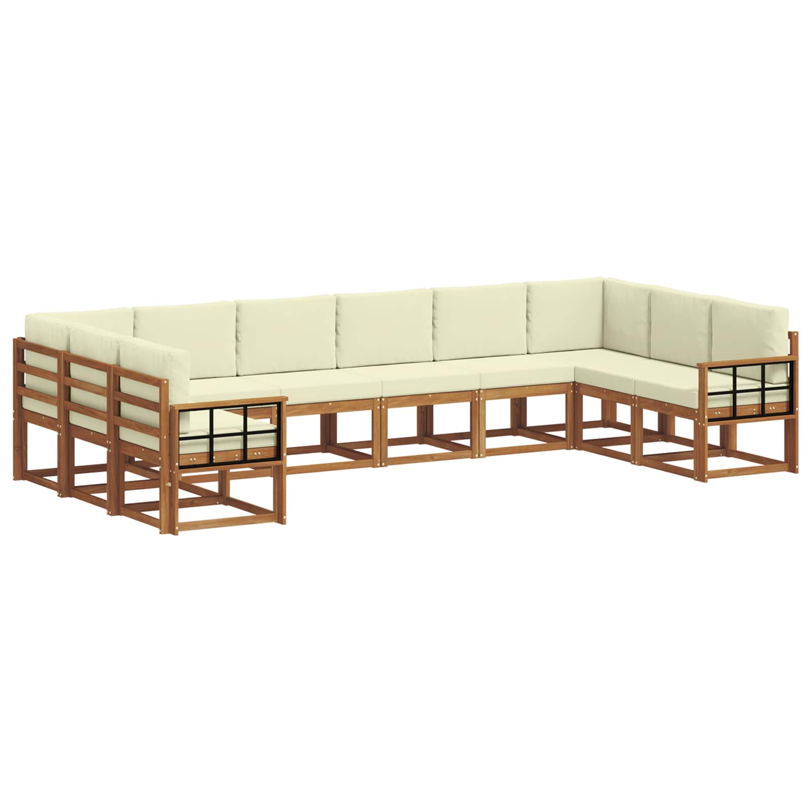 Outdoor-Sofagarnitur mit Kissen 10 pcs Natur und Creme