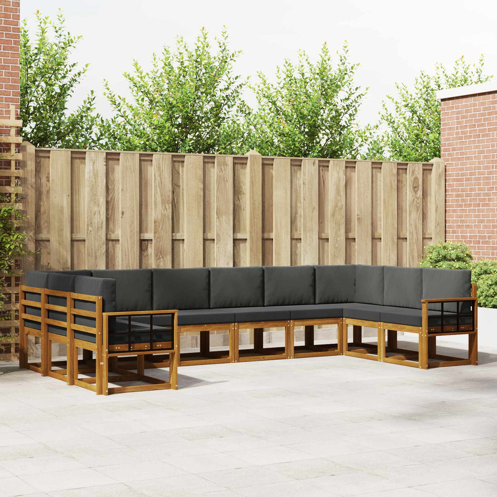 Outdoor-Sofagarnitur mit Kissen 10 pcs Natur und Anthrazit