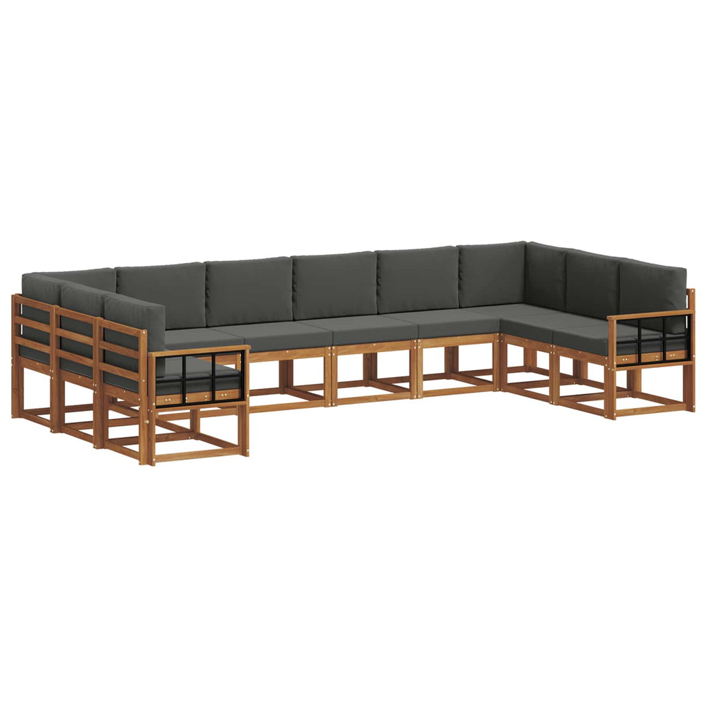 Outdoor-Sofagarnitur mit Kissen 10 pcs Natur und Anthrazit