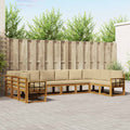 Outdoor-Sofagarnitur mit Kissen 10 pcs Natur und Beige