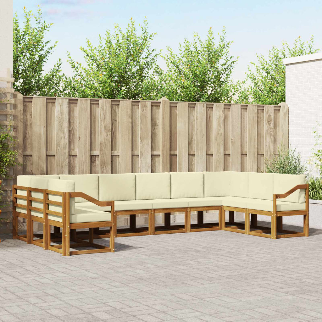 Outdoor-Sofagarnitur mit Kissen 10 pcs Natur und Creme