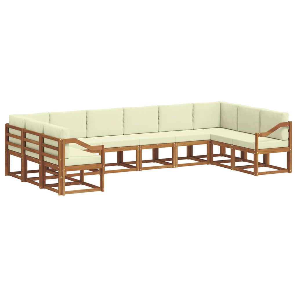 Outdoor-Sofagarnitur mit Kissen 10 pcs Natur und Creme