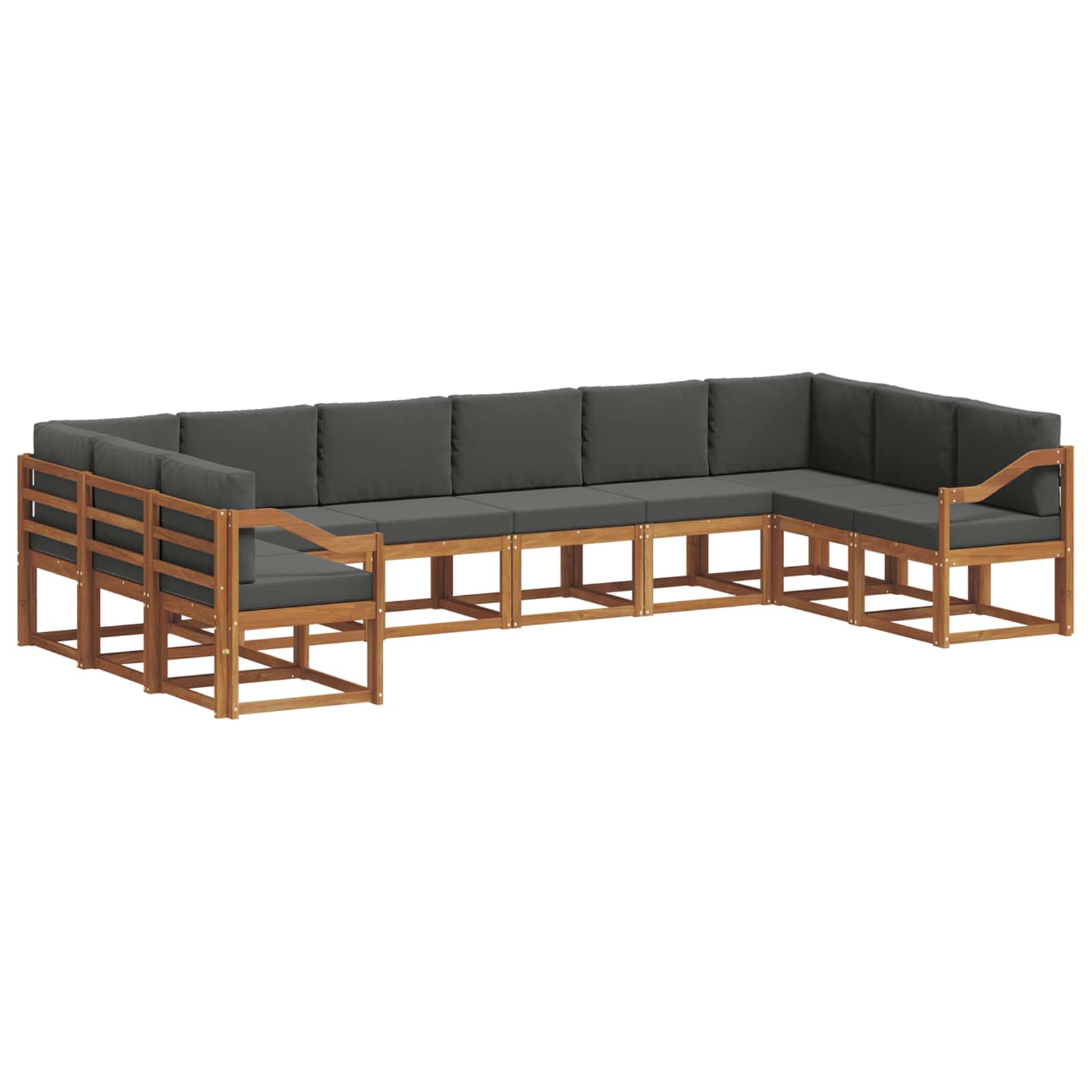 Outdoor-Sofagarnitur mit Kissen 10 pcs Natur und Anthrazit