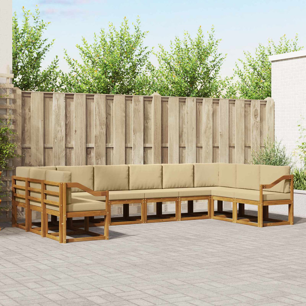 Outdoor-Sofagarnitur mit Kissen 10 pcs Natur und Beige