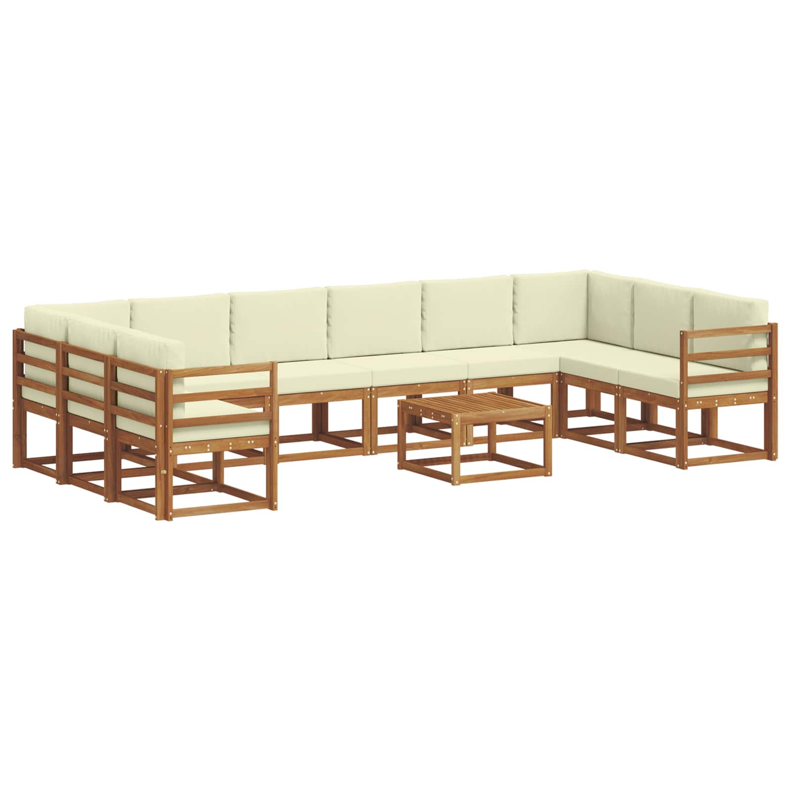 Outdoor-Sofagarnitur mit Kissen 11 pcs Natur und Creme
