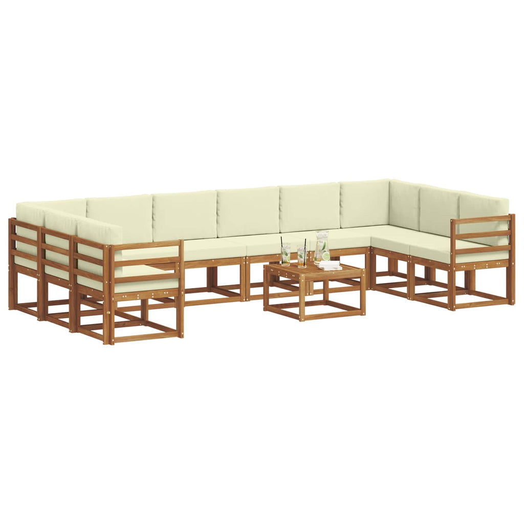 Outdoor-Sofagarnitur mit Kissen 11 pcs Natur und Creme